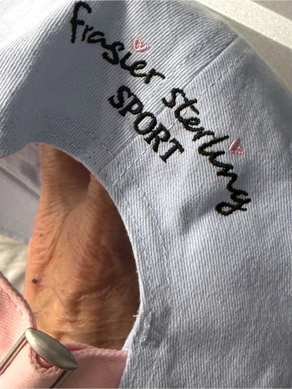 Pickle ball  Pink Pennant Embroidered Light Blue Cap os nwt Frasier Sterling - Picture 3 of 5